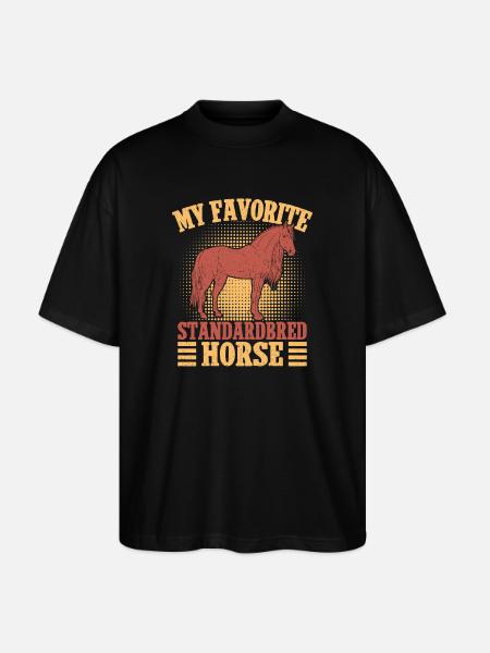 Hobbyhesterytter Favorit Standardbred-hest - Stanley/Stella Oversize Unisex Øko T-shirt Blaster 2.0 - sort