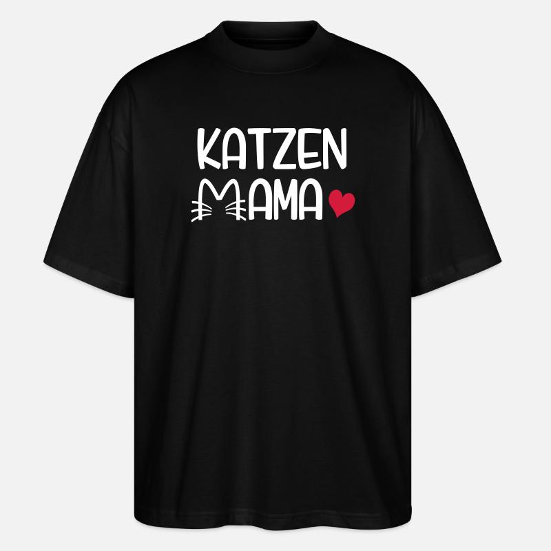Katzen Mama - Stanley/Stella Oversized Unisex Bio T-Shirt Blaster 2.0 - Schwarz