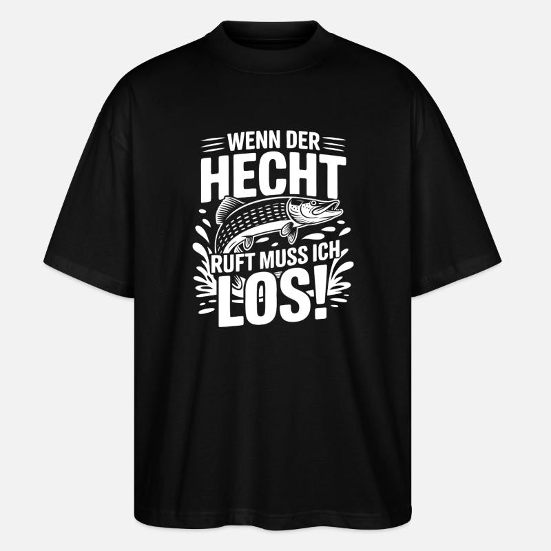 Angler Spruch Hecht - Stanley/Stella Oversized Unisex Bio T-Shirt Blaster 2.0 - Schwarz