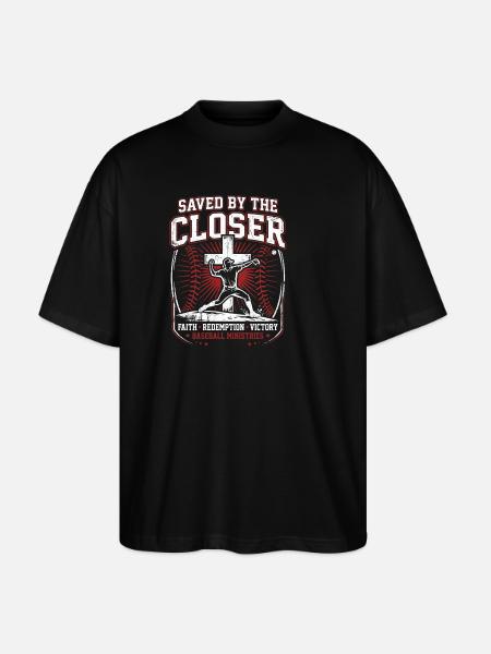 Saved By The Closer Christian Baseball Jesus - Stanley/Stella Oversized Unisex Organic T-shirt Blaster 2.0 - black
