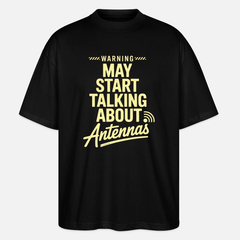 Retro Tech Satire Antenne Gesprächsplakat - Stanley/Stella Oversized Unisex Bio T-Shirt Blaster 2.0 - Schwarz