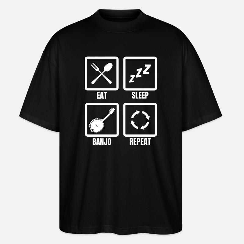 Jedz, śpij, banjo powtarzaj - Ekologiczne Koszulka Oversize Unisex Stanley/Stella Blaster 2.0 - czarny