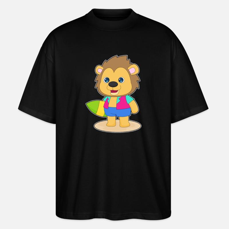 Löwe Surfen Surfbrett Sommer - Stanley/Stella Oversized Unisex Bio T-Shirt Blaster 2.0 - Schwarz