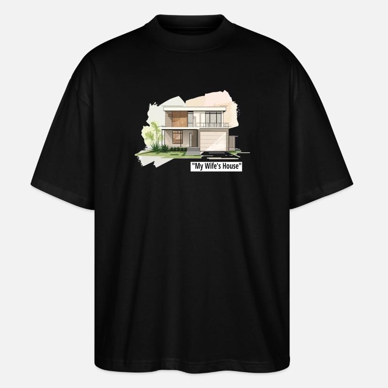 Ultramoderne Familienhausillustration - Stanley/Stella Oversized Unisex Bio T-Shirt Blaster 2.0 - Schwarz