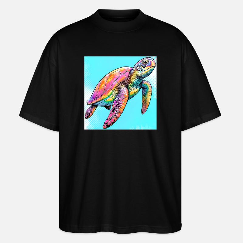 Schildkröte - Stanley/Stella Oversized Unisex Bio T-Shirt Blaster 2.0 - Schwarz