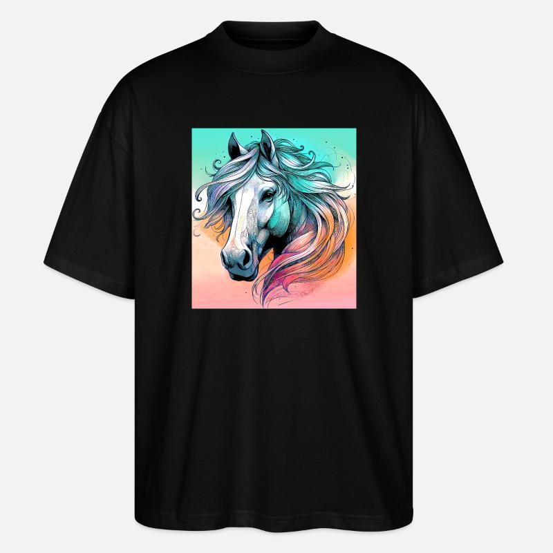 Pferd - Stanley/Stella Oversized Unisex Bio T-Shirt Blaster 2.0 - Schwarz