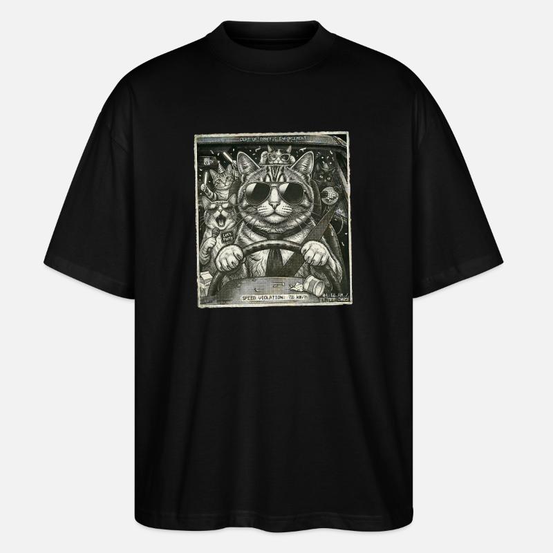 Cat flashed - Stanley/Stella Oversized Unisex Organic T-shirt Blaster 2.0 - black