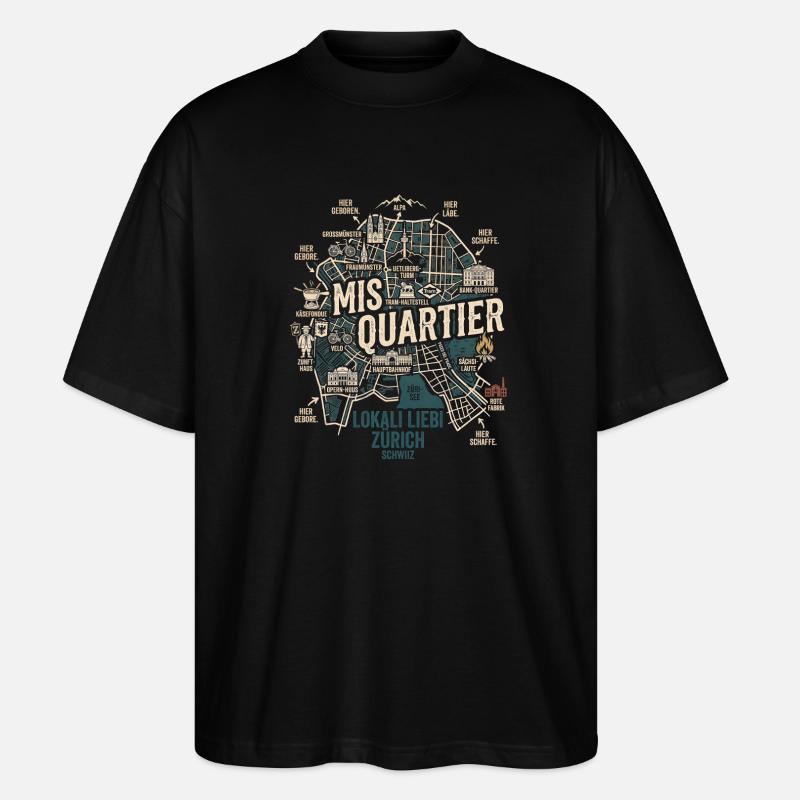 Quartier Zürich - Stanley/Stella Oversized Unisex Bio T-Shirt Blaster 2.0 - Schwarz