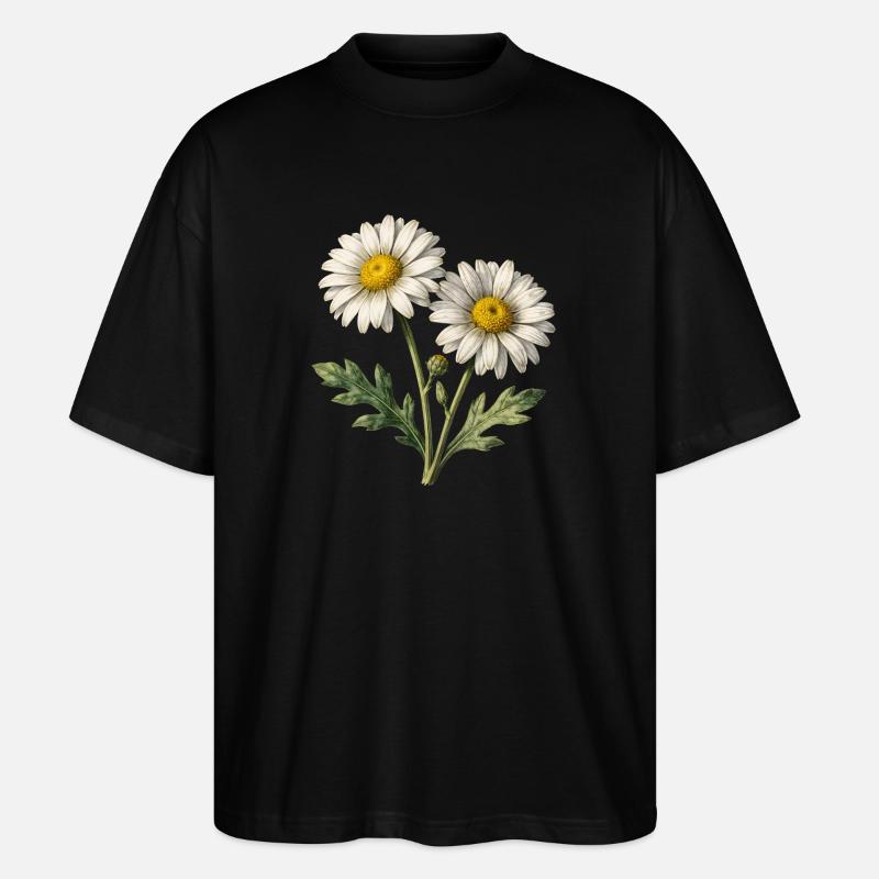 Helle Aquarell-Gänseblümchen - Stanley/Stella Oversized Unisex Bio T-Shirt Blaster 2.0 - Schwarz