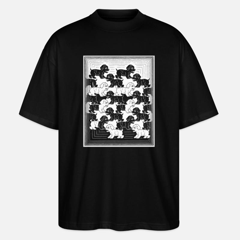 Dackelwelpen im monochromen Muster - Stanley/Stella Oversized Unisex Bio T-Shirt Blaster 2.0 - Schwarz