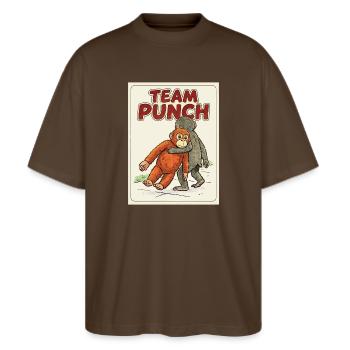 Coup de poing Bébé Singe Coup de poing - T-shirt bio Blaster 2.0 coupe oversize Stanley/Stella Unisexe - marron foncé - Devant - Alina (178cm) & Michal (187cm)