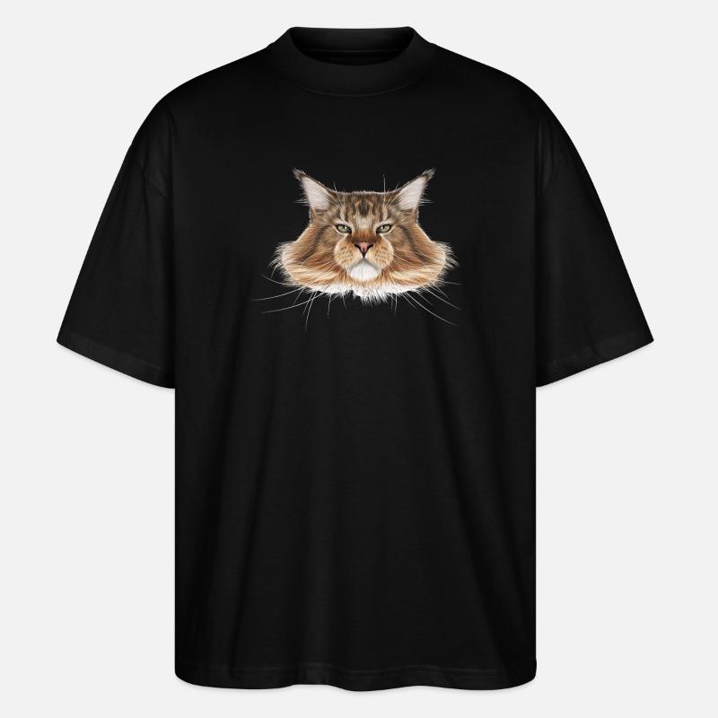 Maine-Coon-Katze  - Stanley/Stella Oversized Unisex Bio T-Shirt Blaster 2.0 - Schwarz