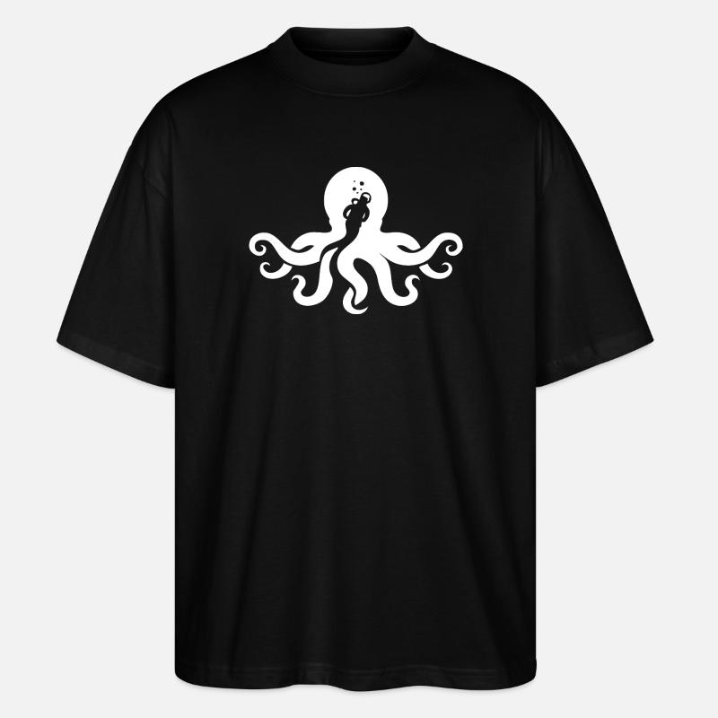 Squid Octopus Diving Trip - Stanley/Stella Oversized Unisex Organic T-shirt Blaster 2.0 - black