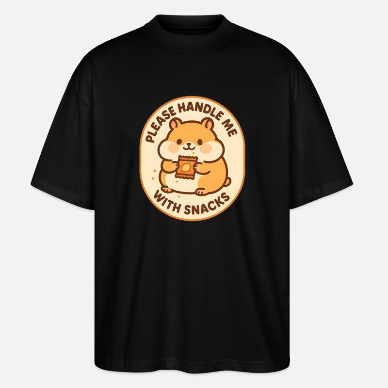 Mit Snacks behandeln | Hamster Humor - Stanley/Stella Oversized Unisex Bio T-Shirt Blaster 2.0 - Schwarz