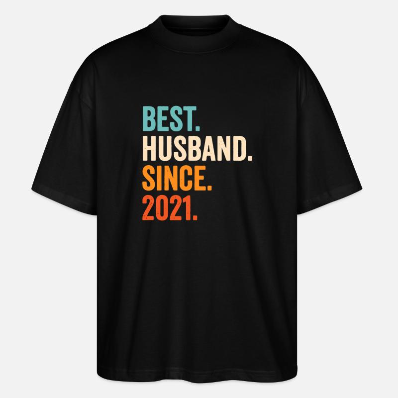 Bester Ehemann seit 2021 - Stanley/Stella Oversized Unisex Bio T-Shirt Blaster 2.0 - Schwarz