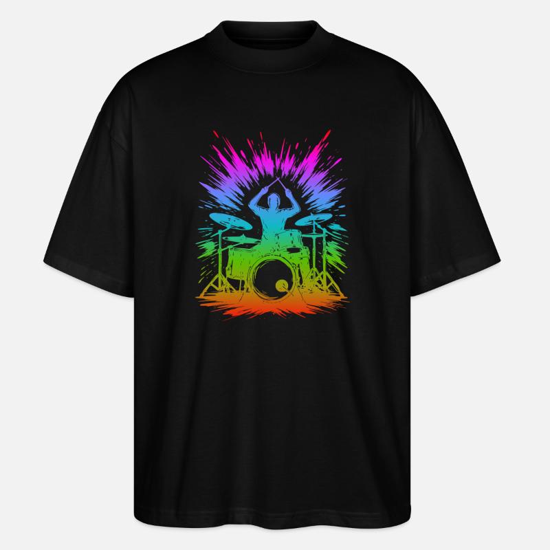Rainbow Drum Splash - Stanley/Stella Oversized Unisex Organic T-shirt Blaster 2.0 - black