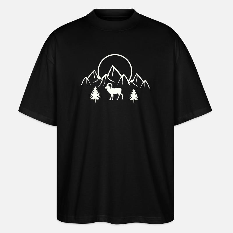 Alpine Mondlandschaft mit Steinbock - Stanley/Stella Oversized Unisex Bio T-Shirt Blaster 2.0 - Schwarz