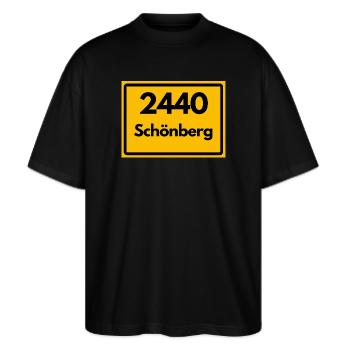 ANCIEN CODE POSTAL RETRO 2440 SCHÖNBERG HEIMAT - T-shirt bio Blaster 2.0 coupe oversize Stanley/Stella Unisexe - noir - Devant - Alina (178cm) & Michal (187cm)