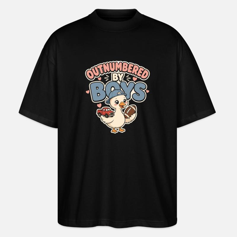 Outnumbered by Boys Duck - Stanley/Stella Oversized Unisex Bio T-Shirt Blaster 2.0 - Schwarz