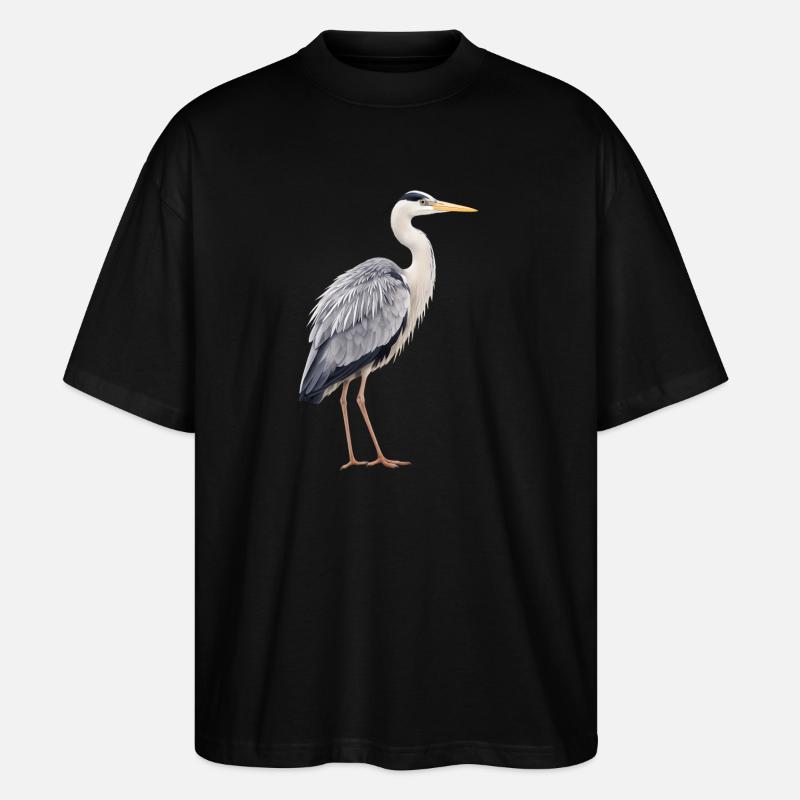 Realistischer Graureiher - Stanley/Stella Oversized Unisex Bio T-Shirt Blaster 2.0 - Schwarz