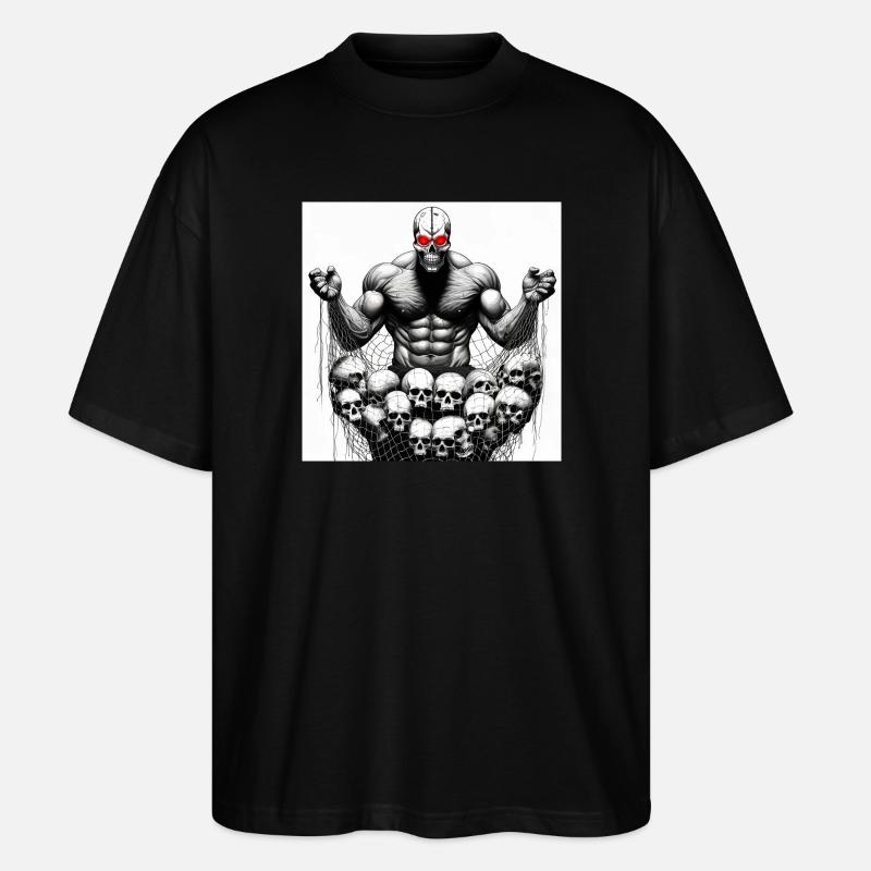 Muscular Net Skulls - Stanley/Stella Oversized Unisex Organic T-shirt Blaster 2.0 - black