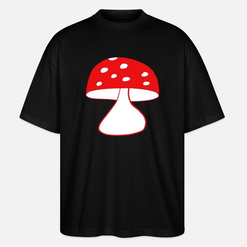 Champignons américes rouges - T-shirt bio Blaster 2.0 coupe oversize Stanley/Stella Unisexe - noir