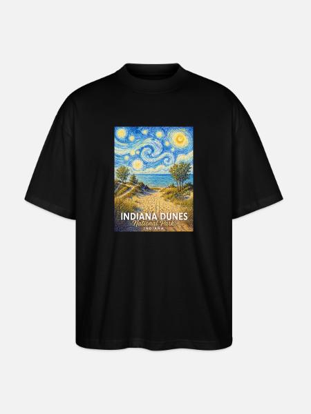 Indiana Dunes National Park, Indiana - Stanley/Stella Oversized Unisex Organic T-shirt Blaster 2.0 - black