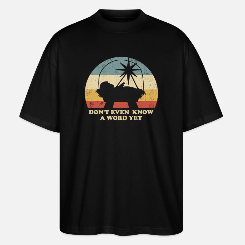 Lustiges Jesuskind Retro-Weihnachten - Stanley/Stella Oversized Unisex Bio T-Shirt Blaster 2.0 - Schwarz