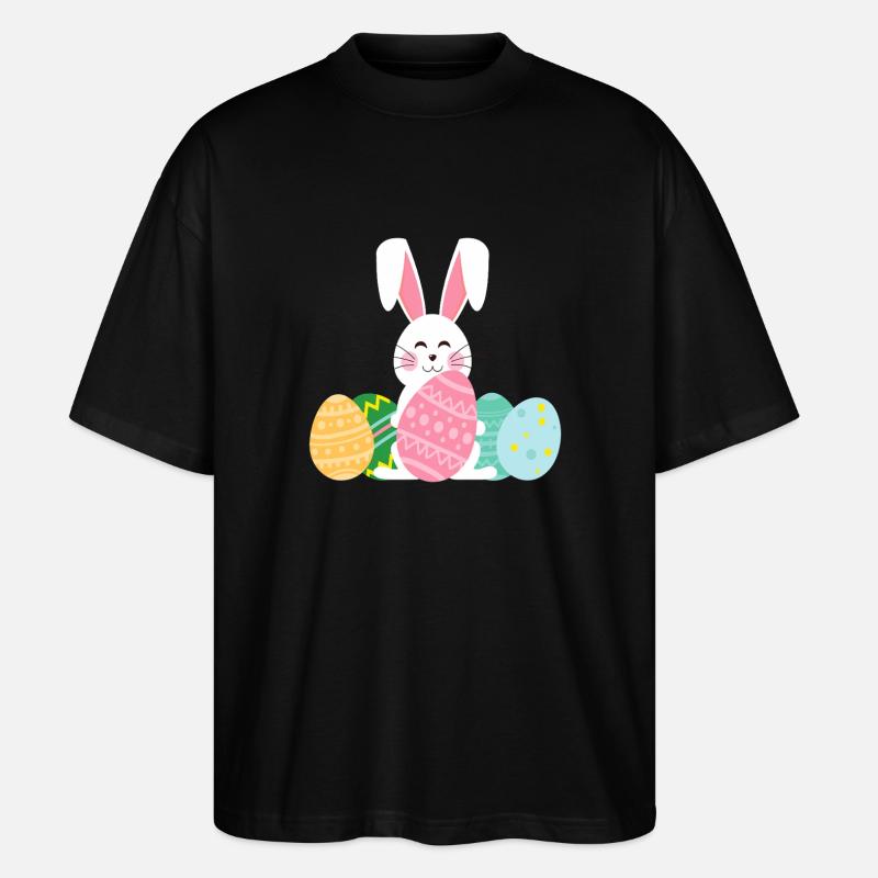 Pastell-Osterhase mit Eiern - Stanley/Stella Oversized Unisex Bio T-Shirt Blaster 2.0 - Schwarz