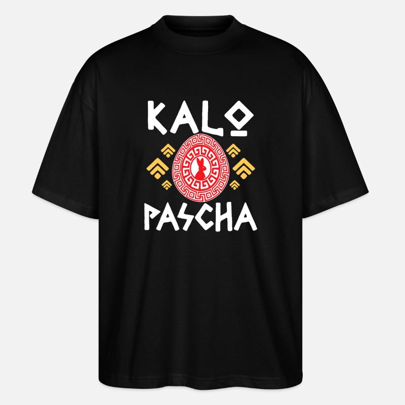 Kalo Pascha: Easter Rabbit Circle - Stanley/Stella Oversized Unisex Organic T-shirt Blaster 2.0 - black