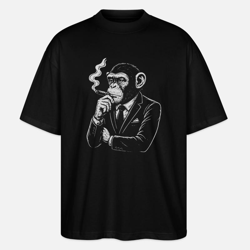 Cigar Monkey in Suit Retro - Stanley/Stella Oversized Unisex Organic T-shirt Blaster 2.0 - black