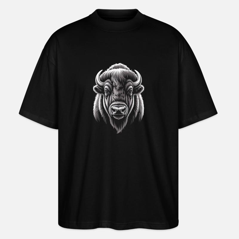 Illustration de la tête de buffle - T-shirt bio Blaster 2.0 coupe oversize Stanley/Stella Unisexe - noir