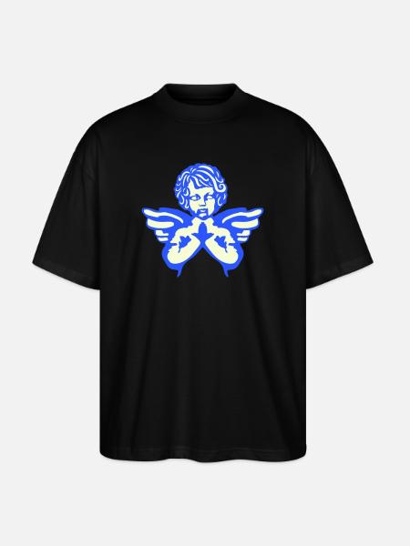 Angel Figurine Wings - Stanley/Stella Oversized Unisex Organic T-shirt Blaster 2.0 - black