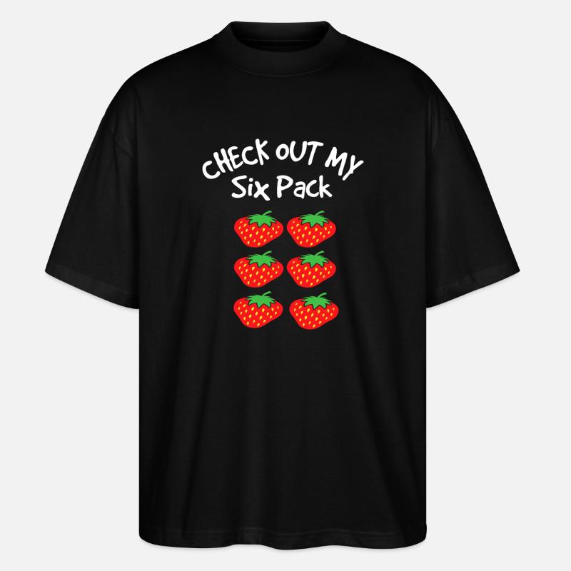 Erdbeer-Sechspack-Grafik-T-Shirt - Stanley/Stella Oversized Unisex Bio T-Shirt Blaster 2.0 - Schwarz