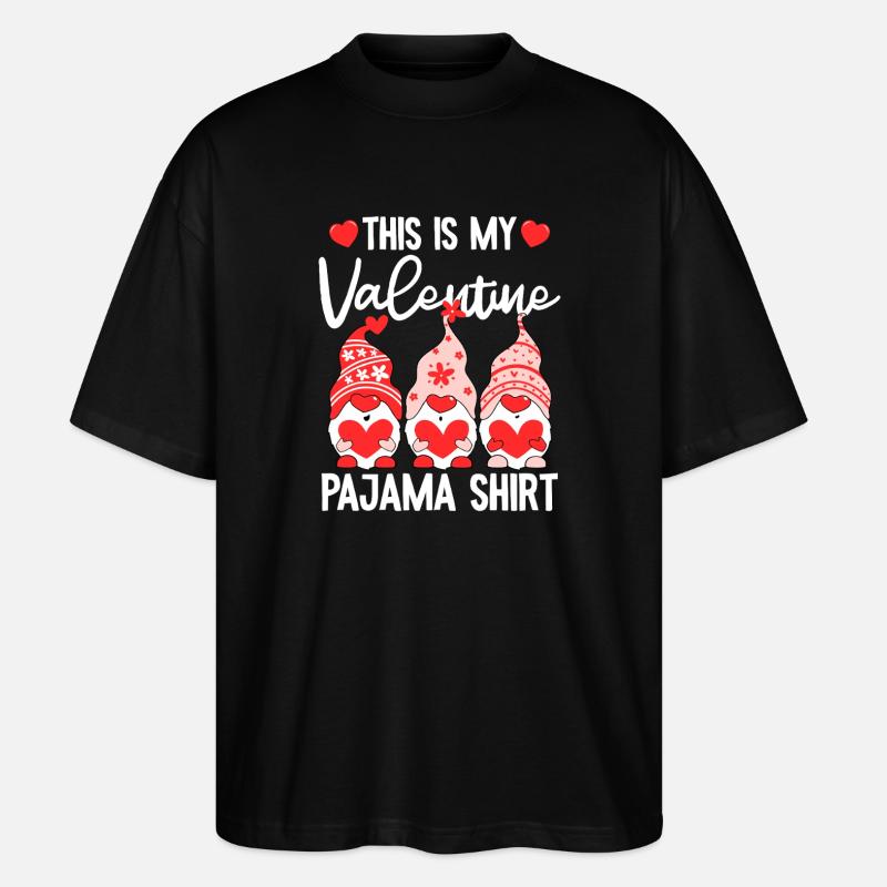 Valentine Gnome Pyjama-Hemd - Stanley/Stella Oversized Unisex Bio T-Shirt Blaster 2.0 - Schwarz