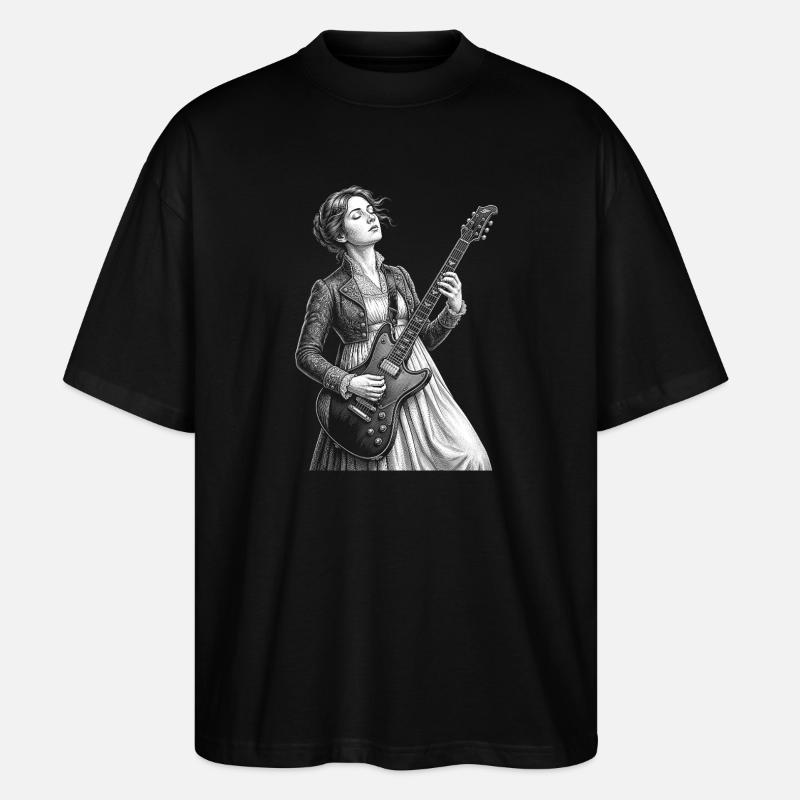 Jane Austen plays guitar - Stanley/Stella Oversized Unisex Organic T-shirt Blaster 2.0 - black