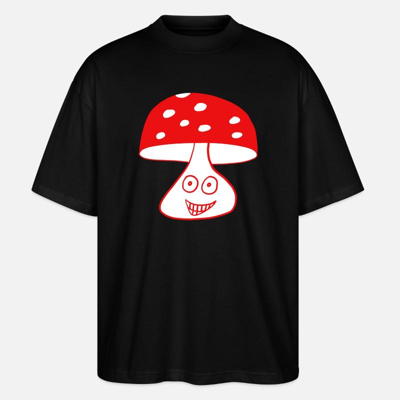 Fröhlicher Pilz mit Gesicht - Stanley/Stella Oversized Unisex Bio T-Shirt Blaster 2.0 - Schwarz