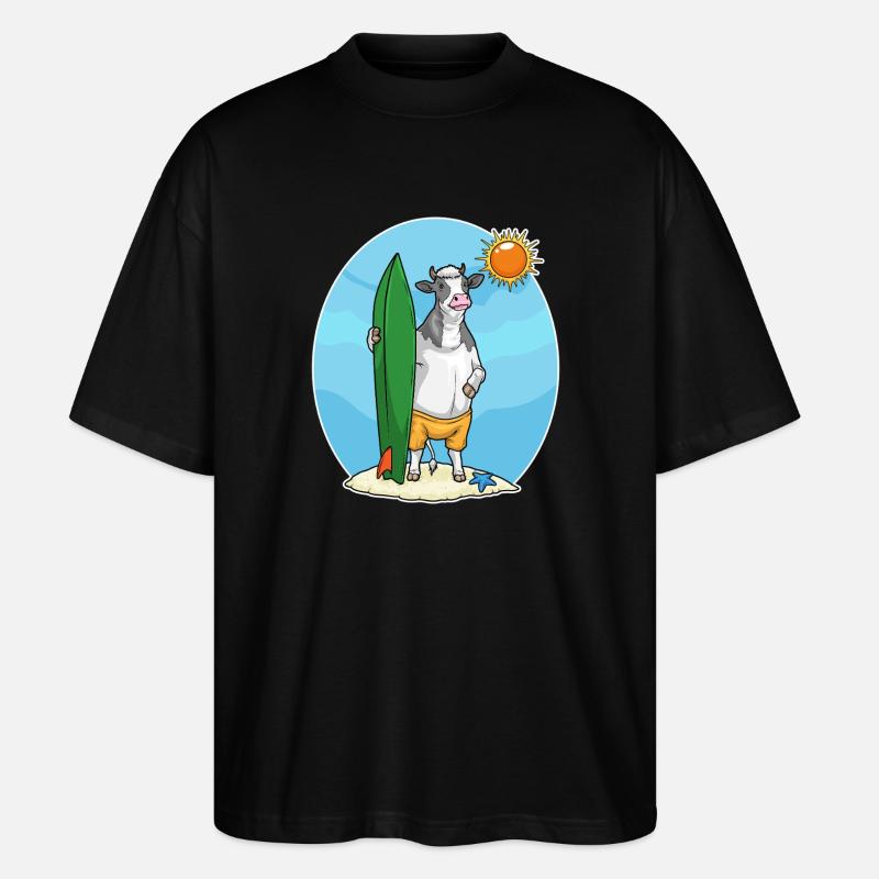 Cow Beach Surfboard Summer - Stanley/Stella Oversized Unisex Organic T-shirt Blaster 2.0 - black