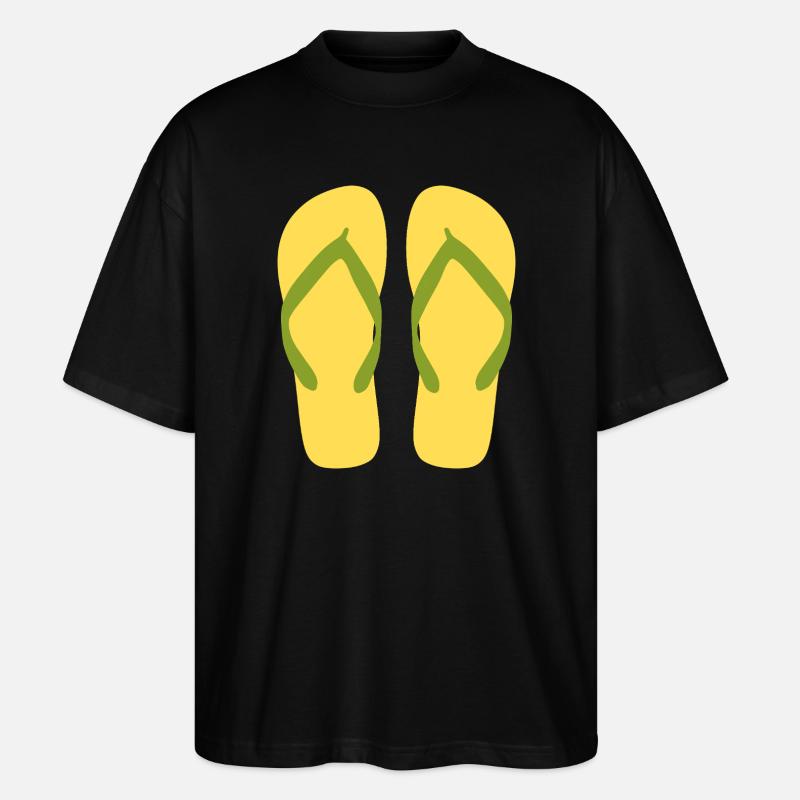Sonnengelbe Flipflops - Stanley/Stella Oversized Unisex Bio T-Shirt Blaster 2.0 - Schwarz