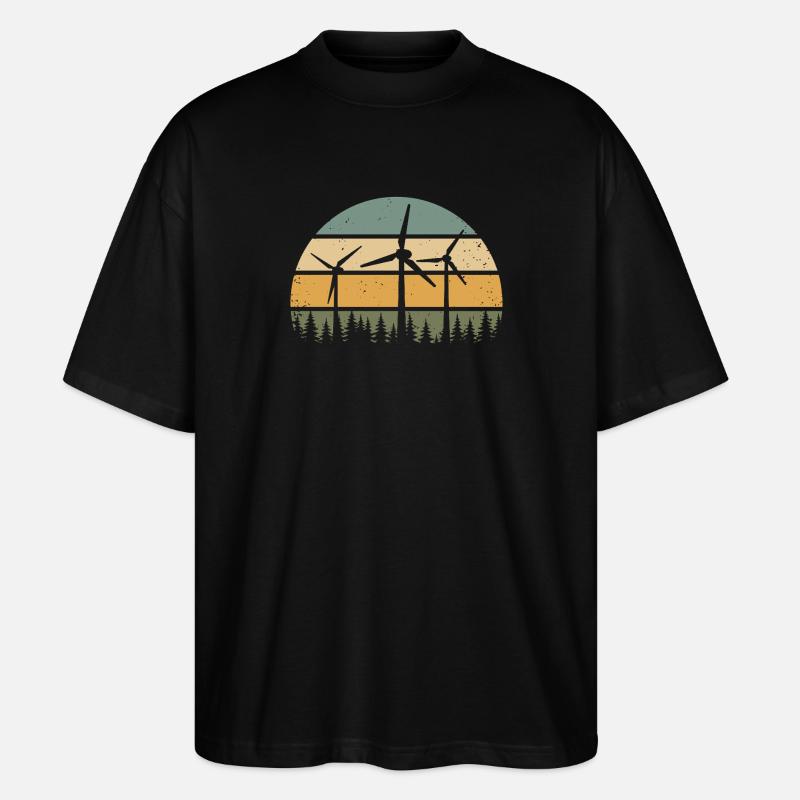 Windkraft Windrad Windenergie Windräder - Stanley/Stella Oversized Unisex Bio T-Shirt Blaster 2.0 - Schwarz