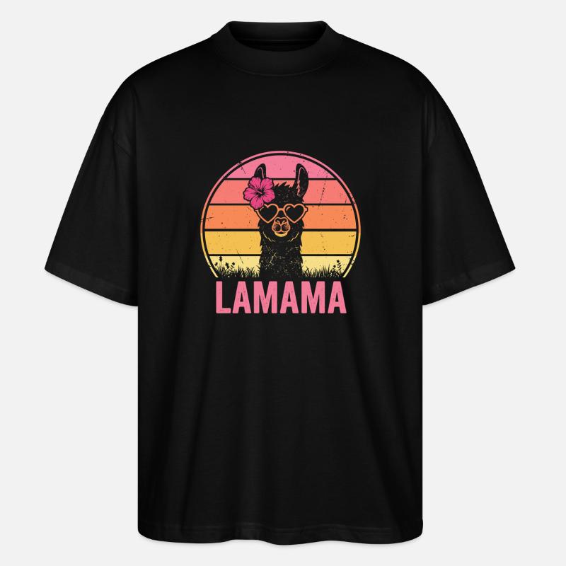 Lamama Llama Mama Mutter Tierliebhaber - Stanley/Stella Oversized Unisex Bio T-Shirt Blaster 2.0 - Schwarz