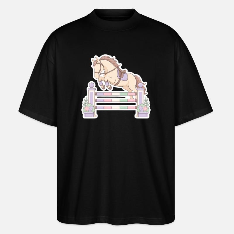 Obstacle au saut à cheval pastel - T-shirt bio Blaster 2.0 coupe oversize Stanley/Stella Unisexe - noir