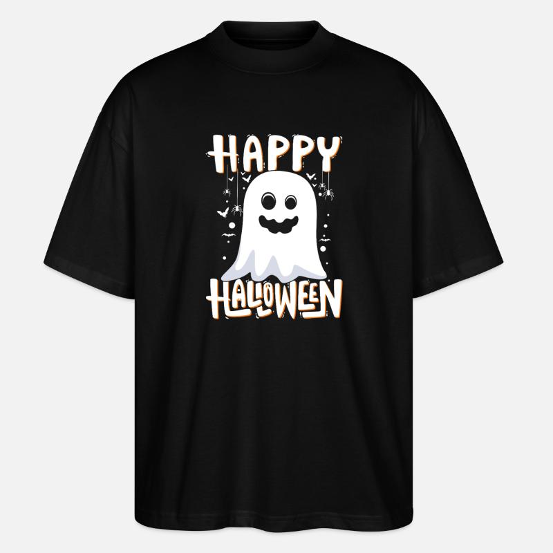 Happy Halloween Ghost Illustration - Stanley/Stella Oversized Unisex Organic T-shirt Blaster 2.0 - black