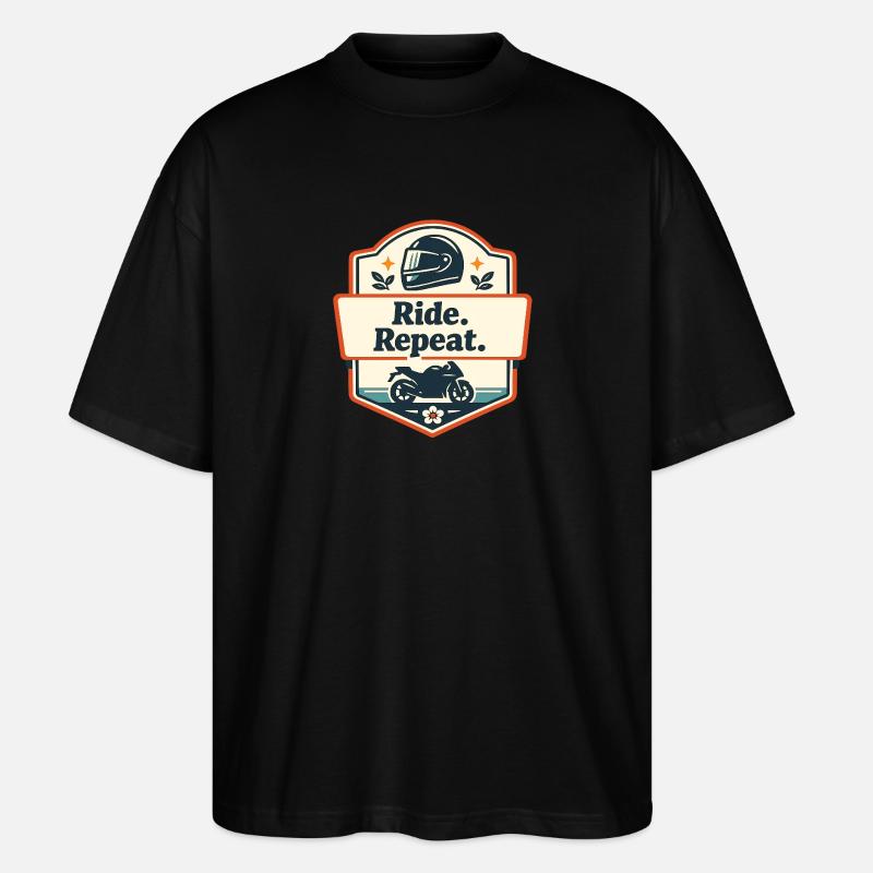 Ride. Repeat. Motorcycle Statement - Stanley/Stella Oversized Unisex Organic T-shirt Blaster 2.0 - black