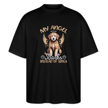 Goldendoodle Dog Breed - Stanley/Stella Oversized Unisex Organic T-shirt Blaster 2.0 - black - Front - Alina (178cm) & Michal (187cm)