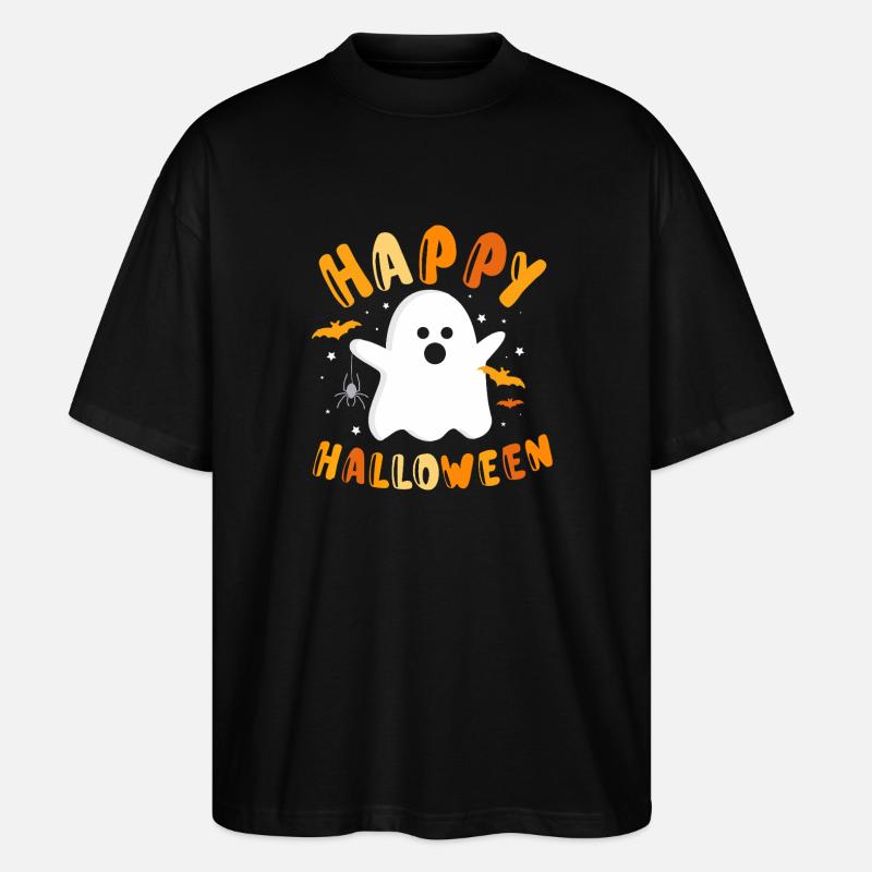Happy Halloween Ghost Graphic - Stanley/Stella Oversized Unisex Organic T-shirt Blaster 2.0 - black