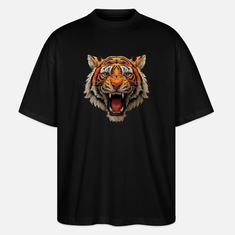 Rugissement de Tête de Tigre - T-shirt bio Blaster 2.0 coupe oversize Stanley/Stella Unisexe - noir