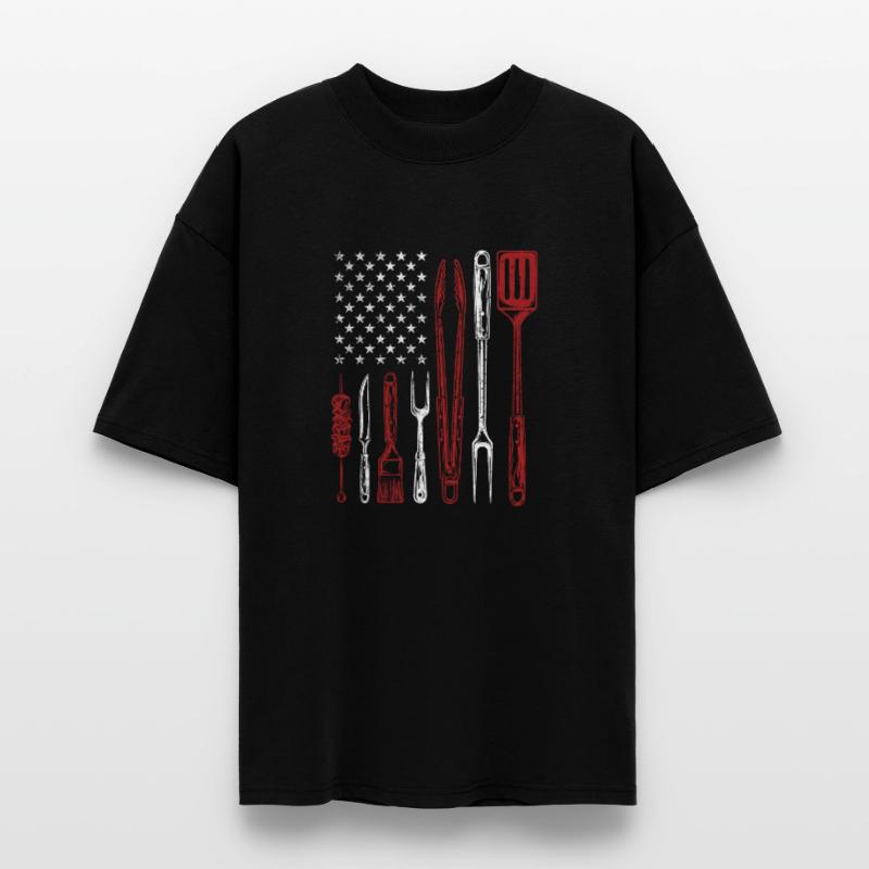 BBQ Grill Tools US Flag Pitmaster Stanley/Stella Oversized Unisex Organic T-shirt Blaster 2.0