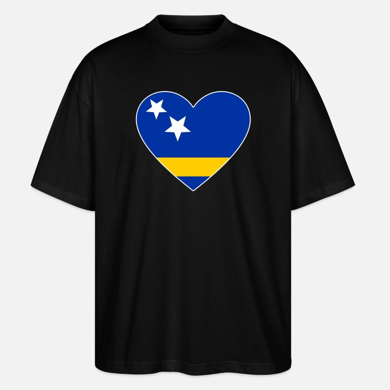 Curaçao_Flagge_Herz - Stanley/Stella Oversized Unisex Bio T-Shirt Blaster 2.0 - Schwarz