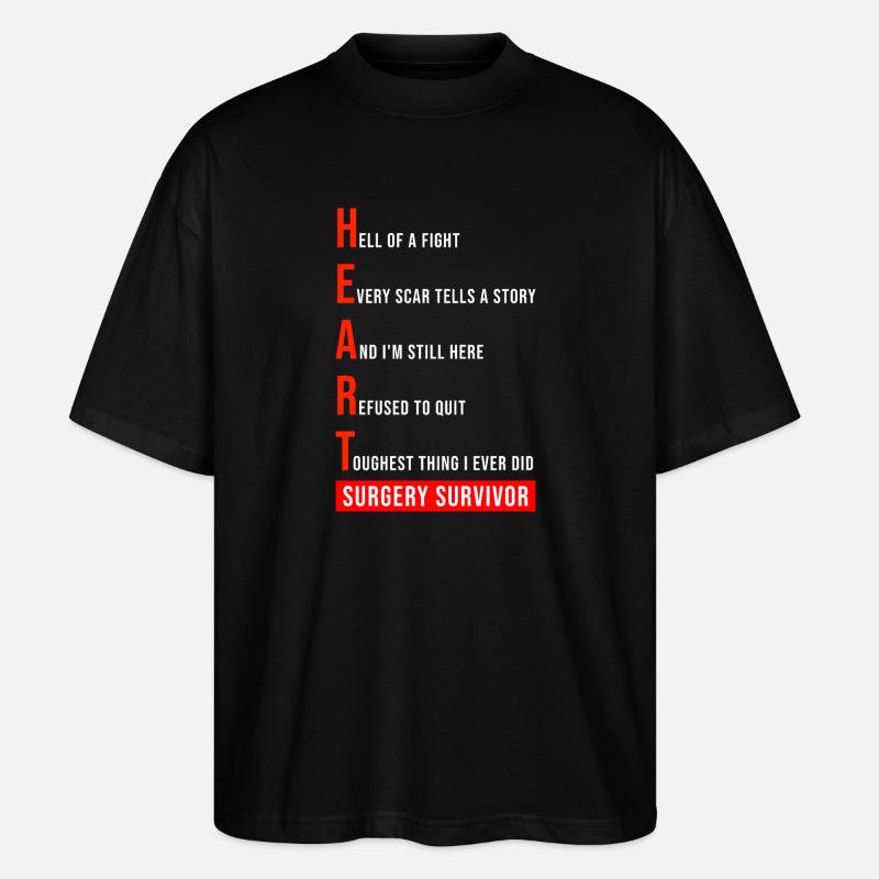 I Survived Open Heart Surgery - Stanley/Stella Oversized Unisex Organic T-shirt Blaster 2.0 - black